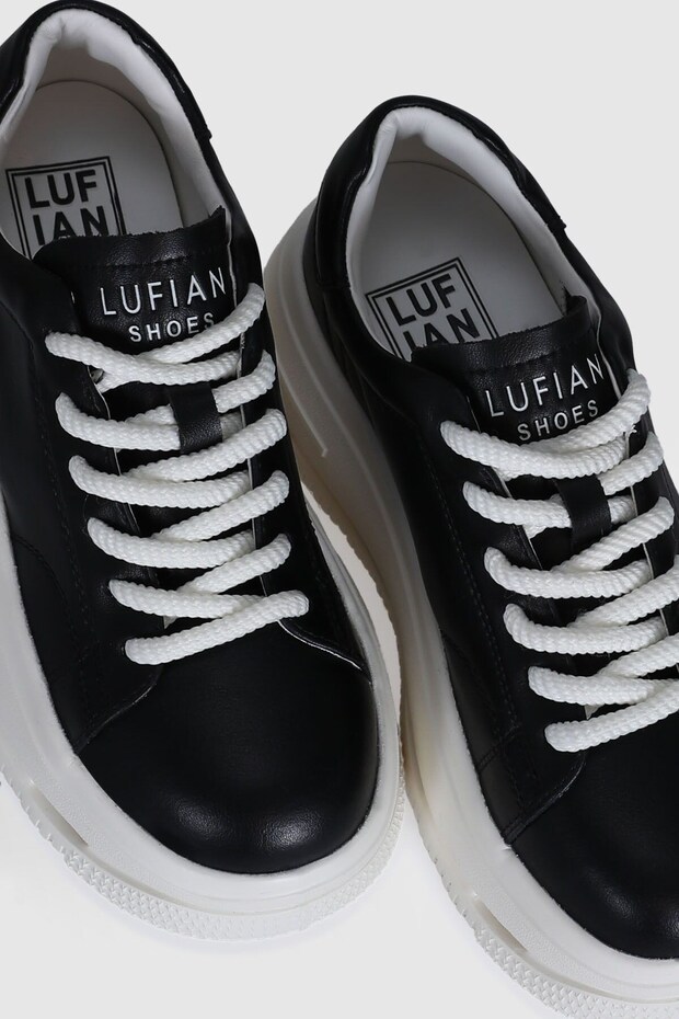 Genuine Leather Special Sole Women's Sneaker Black Shoes
