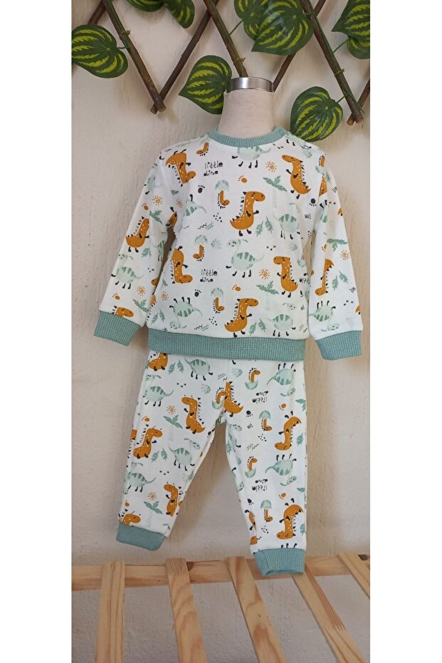 Sevimli Dinazor Baskılı Pijama Takımı - 1