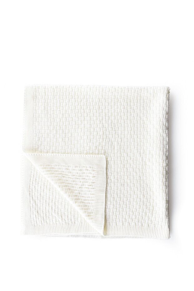 Knitwear Knitted Baby Blanket 85x85 Cm Ecru Tiny Check