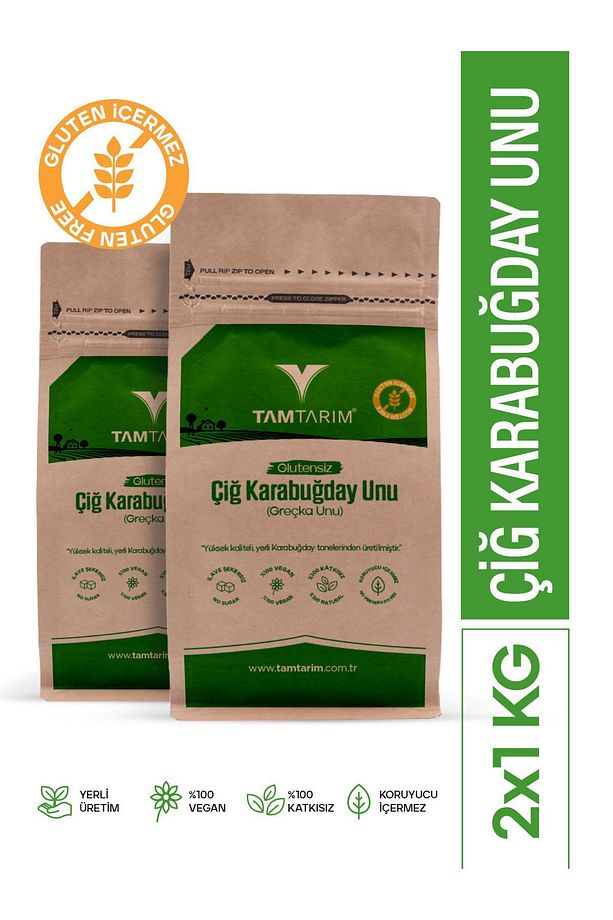 2 Adet - Glutensiz Çiğ Karabuğday Unu 1 Kg - 1
