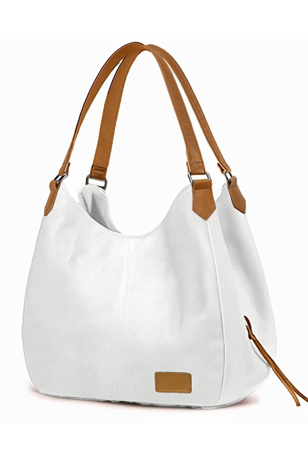 Myra Women's White Pu Leather Daily Shoulder Bag Three Compartment Soft Tote Handbag