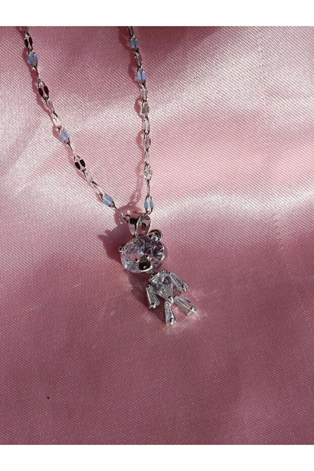 Animated Teddy Bear Steel Necklace