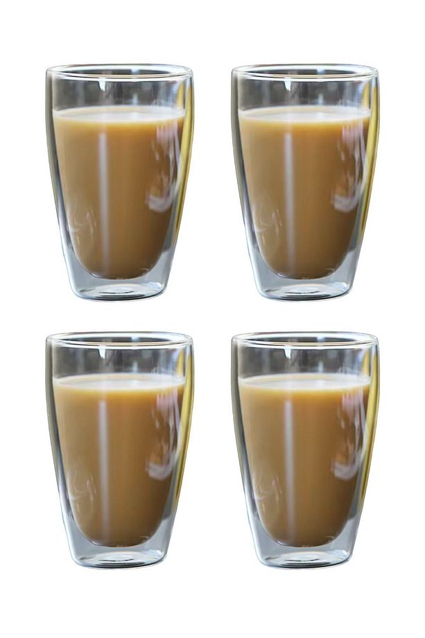 Yeni Stil Çift Cidarlı Uzun Bardak 400 ml Su, Meşrubat, Nescafe, Latte Bardağı 4 Adet - 2258 - 3