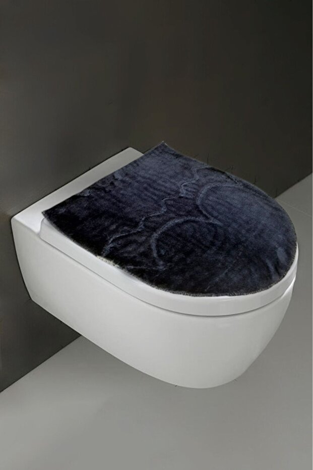 Black Plush Toilet Seat Cover - Plain Design