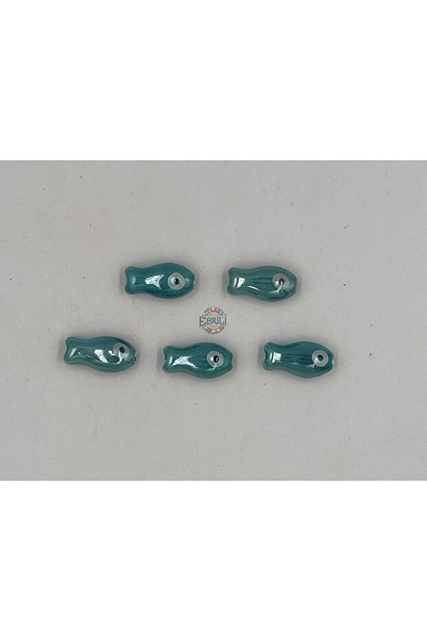 19.89 mm Green Fish 5-Piece Flat Ceramic Jewelry Making Bracelet Necklace Accessory Beads