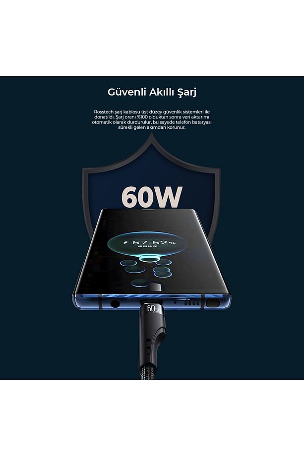 60w Type-c To Type-c Süper Hızlı Şarj Kablosu ( Türkiye Garantili) - 2