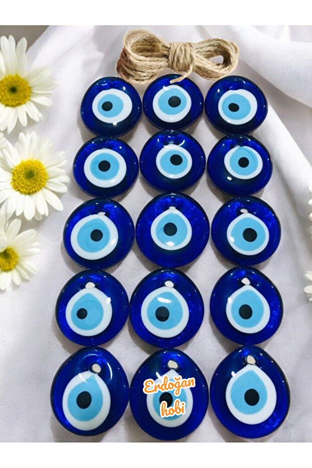 Glass Evil Eye Beads 15 Pieces 5,5cm Glass Evil Eye Beads Wall Ornament Garden Tree Ornament Evil Eye Evil Eye