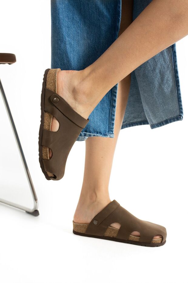 Dublin Mantar Taban Dana Derisi Anatomik Terlik - 4