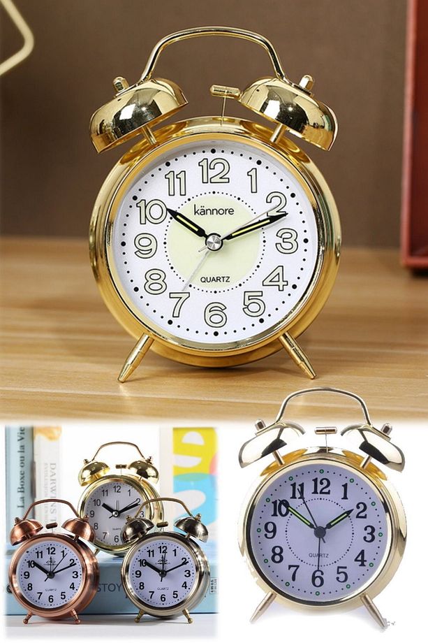 Çalışma Ve Yatak Odası Için Mükemmel Retro Metal Masa Saati Vintage Dekorasyonluk Çalar Saat Başucu - 1