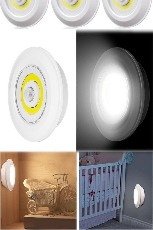 Pilli Sensörlü Yuvarlak Spot Lambası Kolidor Ev Mutafk Raflık Gardrop Sensör Spot Lamba Yapışkanlı - 7