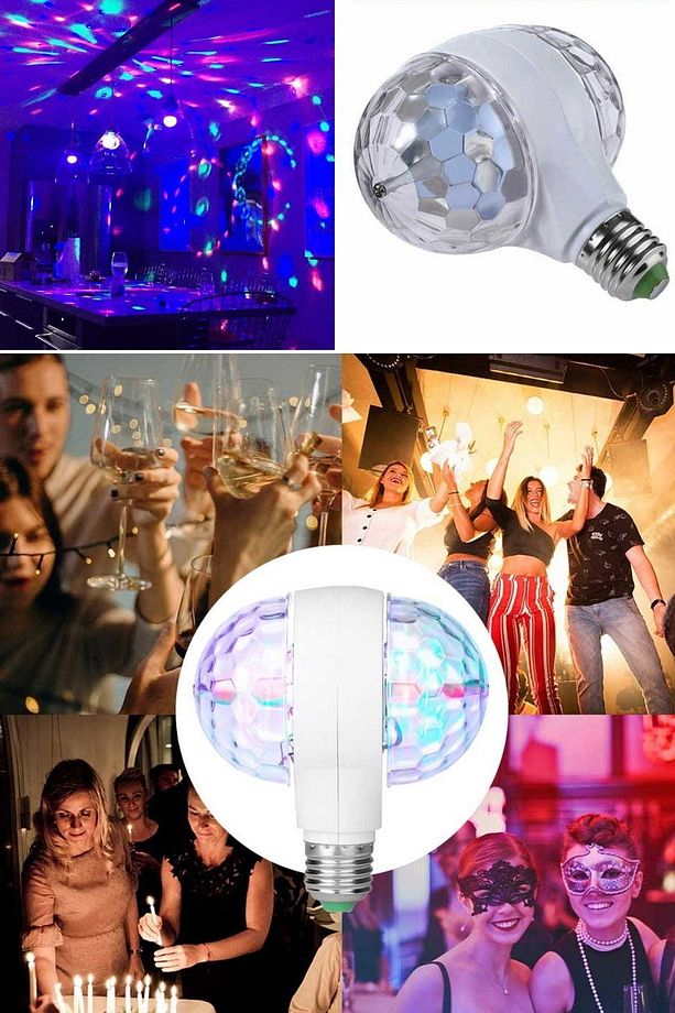 Led Döner Disko Ampul Rgb Projektör Çok Renkli Süngü Parti Lambası Döner Evinizi Clube Çevirin Led - 4