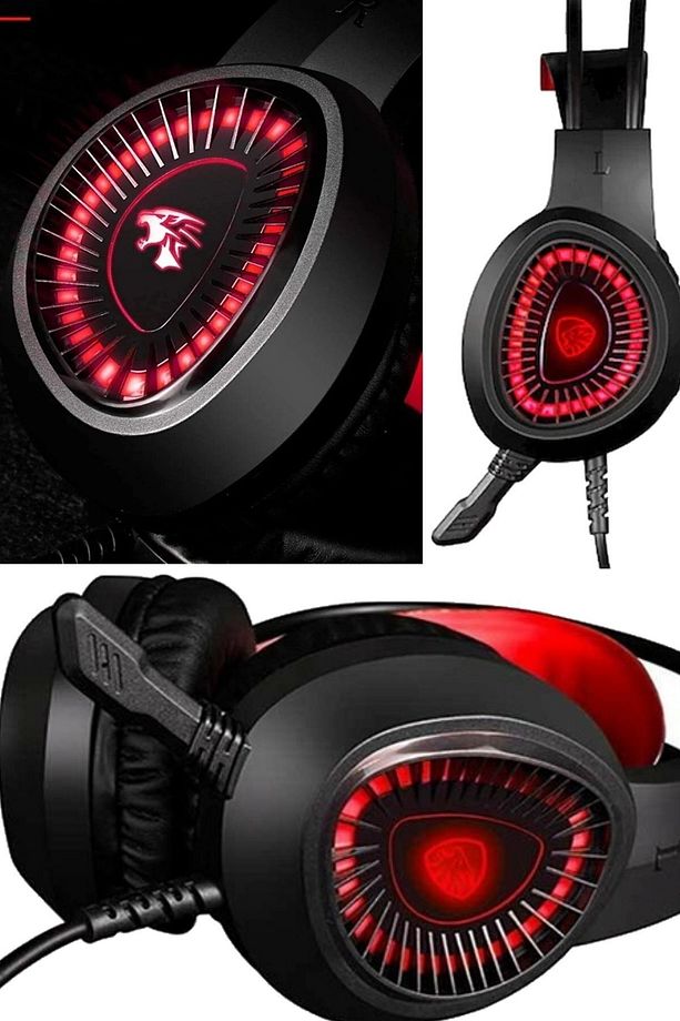 Oyuncu Gamer Ses Kasma Kulaklıklığı Pubg Call Of Duty Mikrafonlu Set Rgb Aydınlatmalı V1000 Model - 2