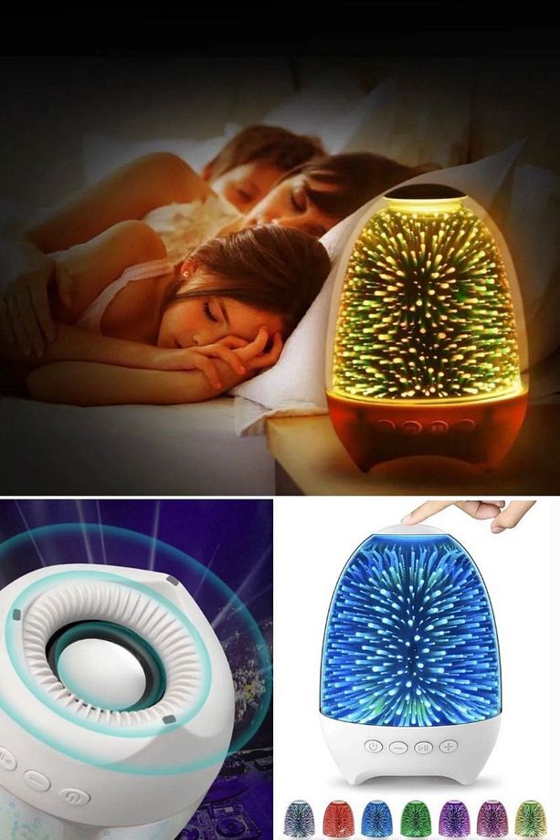 7 Renkli Dokumatik Speaker Gece Lambası Şarjlı Bluetooth Hoparlör Rengarenk Tatlı Gece Işığı Lambası - 1