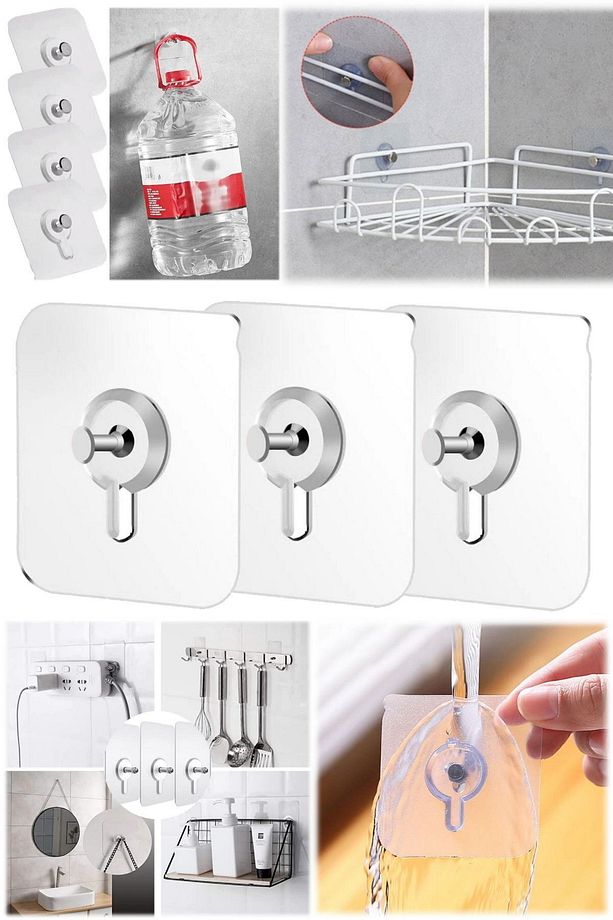 3 Adet Mutfak Banyo Vida Kanca Çıkartma Duvar Delmeden Yapışkanlı Çivi Vida Askı Duvar Tablo Çerçeve - 1