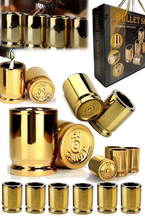 6 Adet Mermi Shot Bardak Seti Alkol Servis Eğlence Parti Shot Içki Takım Bardaklık Çekirdek Kalibre - 2