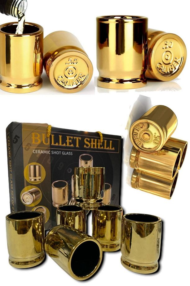 6 Adet Mermi Shot Bardak Seti Alkol Servis Eğlence Parti Shot Içki Takım Bardaklık Çekirdek Kalibre - 4