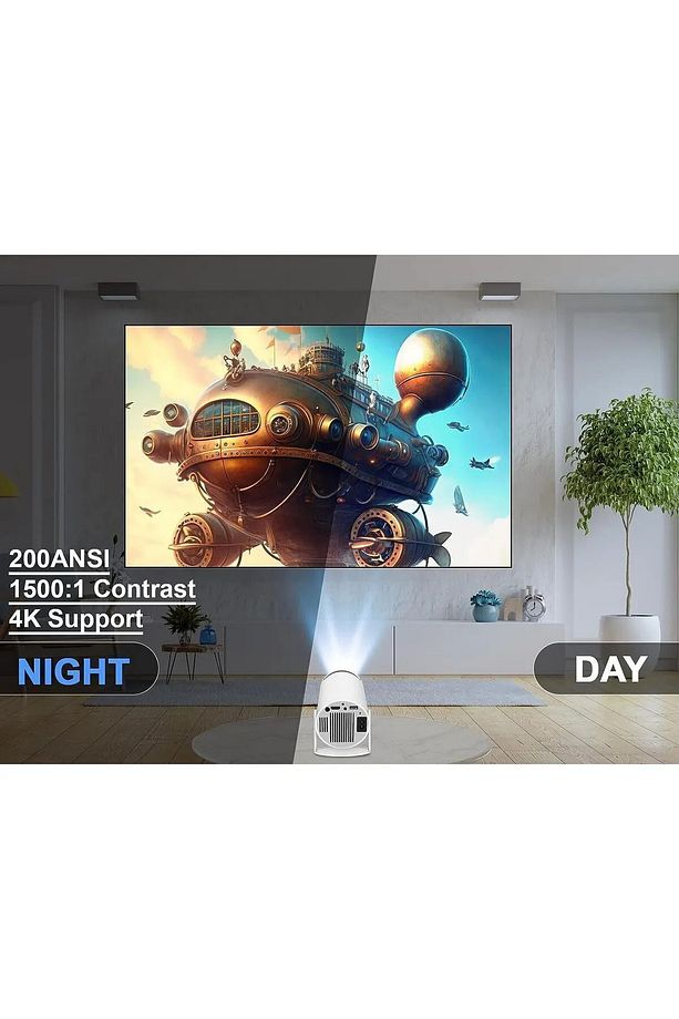 0 - 1 kg Macgubic Taşınabilir Projektör Projeksiyon 1280 * 720p Ev Sineması Bluetooth Android 11 Wi - 3