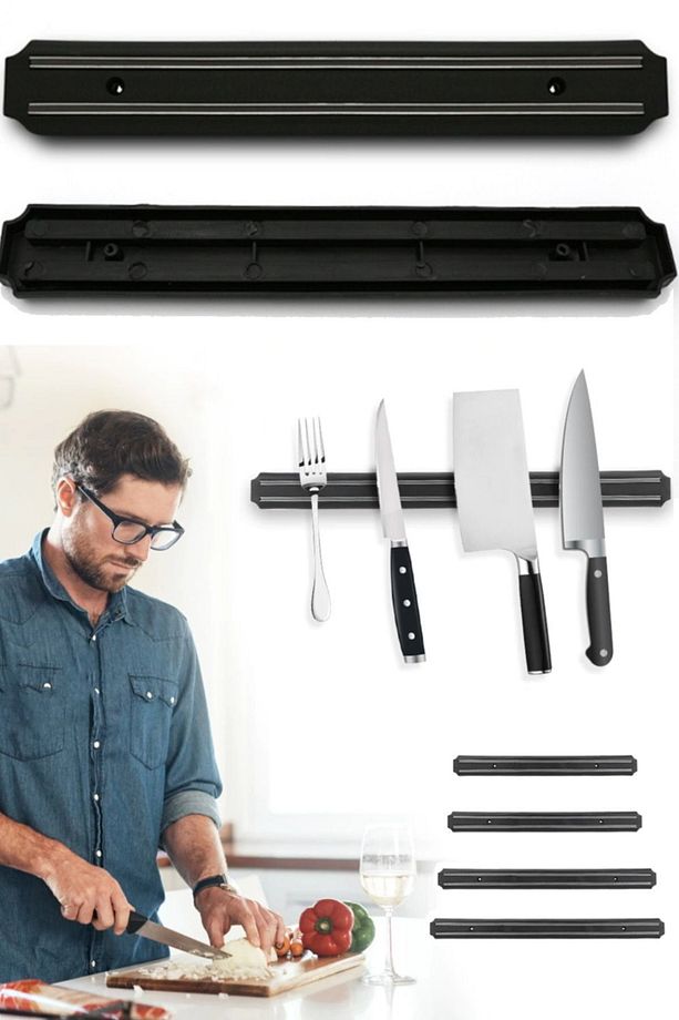 Mutfak Tezgah Duvar Için Uygun Ev Ve Işletmeler Için 33 Cm Bıçak Askısı Mıknatıslı Şeflere Özel Pro - 6