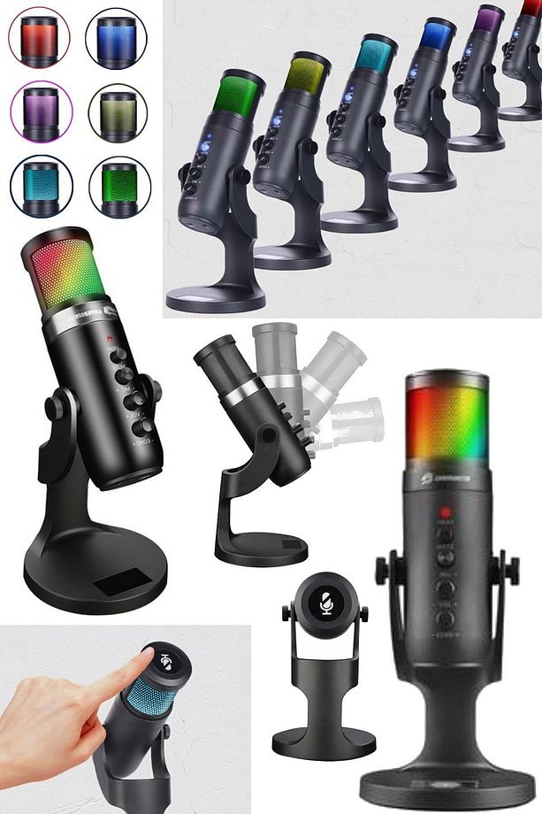 Canlı Yayın Için Kulaklıklı Profesyonel Usb Mikrofon Rgb Pc Video Konferansını Kaydetmek Için Rgb - 1