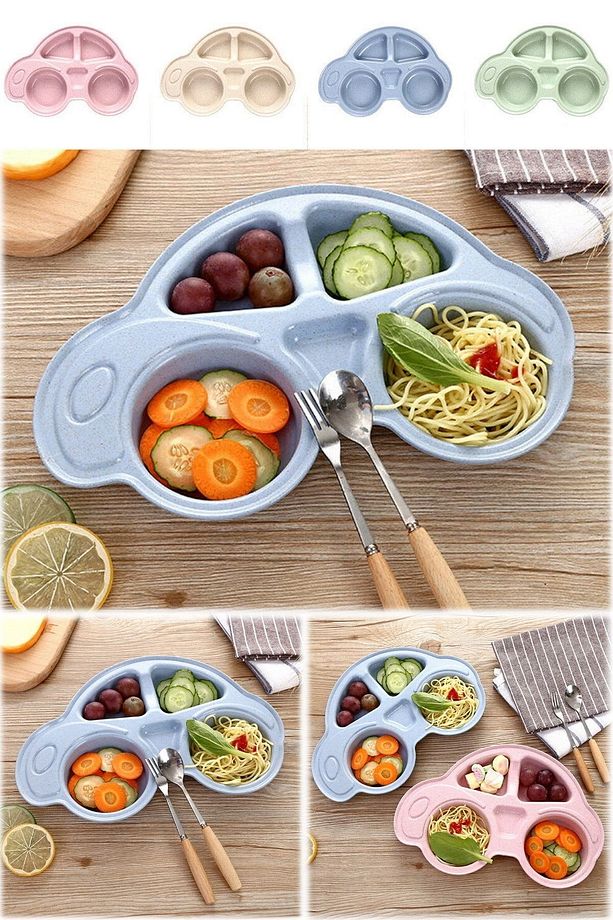 3 Adet Araba Şeklinde Bebek & Çocuklar Için Kahvaltı Tabağı Mama Tabağı Tablod Eğlenceli - 8