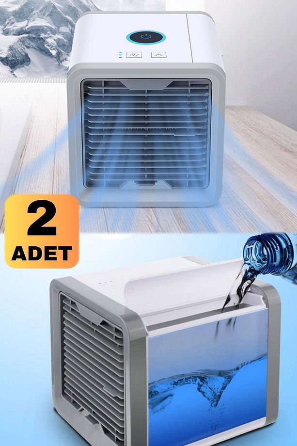 2 Adet Masa Üstü Su Ile Çalışan Akıllı Soğutucu Fan Mini Klima Profesyonel Oda Gamer Soğutucu Set - 1