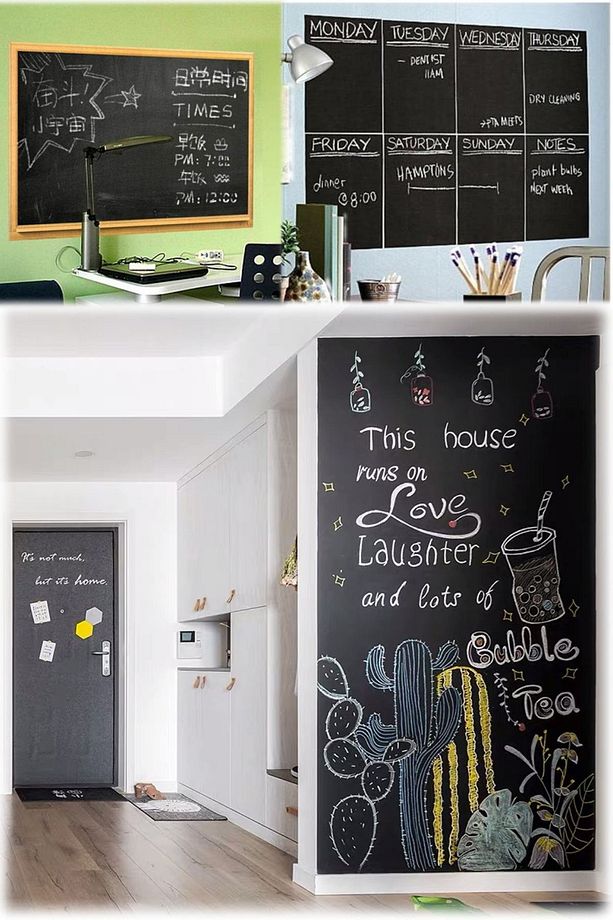 5 Adet Okul Dershane Için Heryere Yapışabilir Tebeşirli Kara Tahta Stickerı 200 X 60 Cm Folyo Tahta - 5