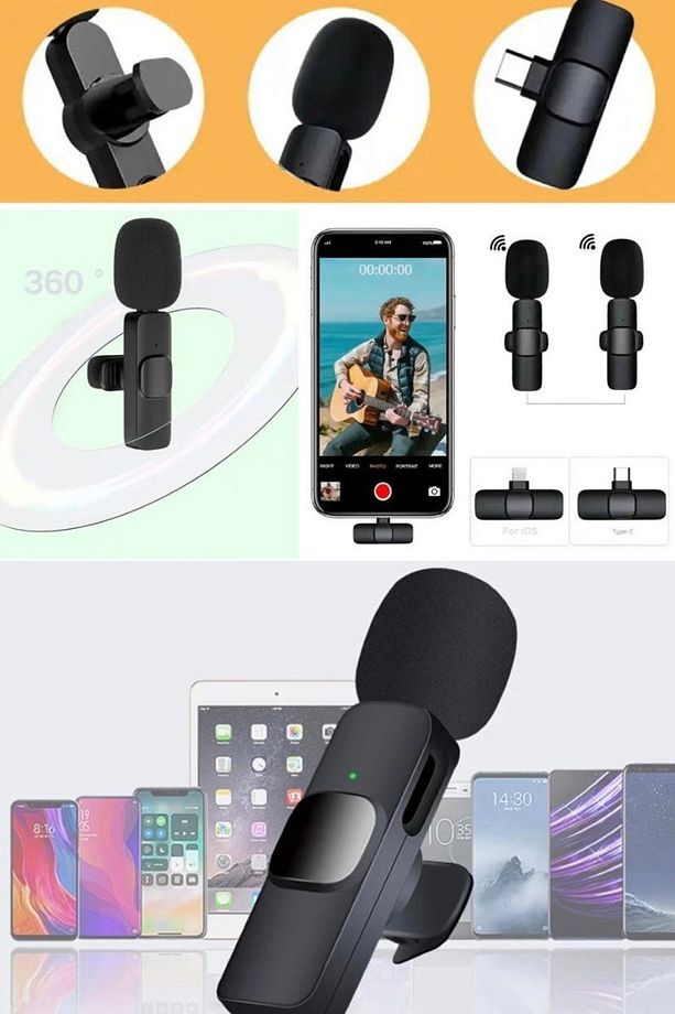 Type-c Android Uyumlu Kablosuz Yayıncılar Ve Ses Kayıt Için Yaka Mikrofunu Ses Kayıt Cihazı Siyah - 8