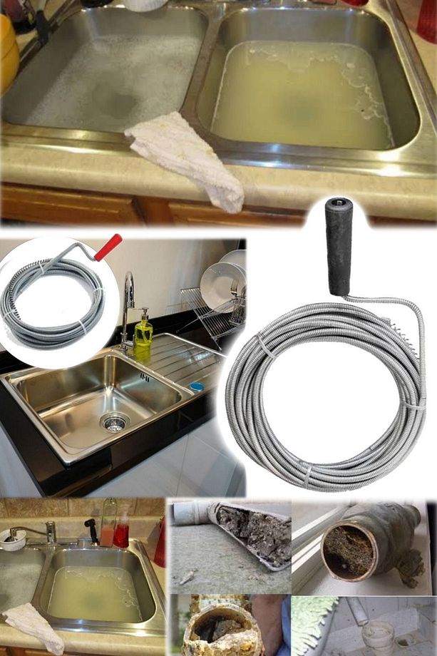 3 Metre Drenaj Tuvalet Lavabo Tıkanma Temizleme Çubuğu Teli Kalın Profesyonel Tesisat Kireç Çözme - 8