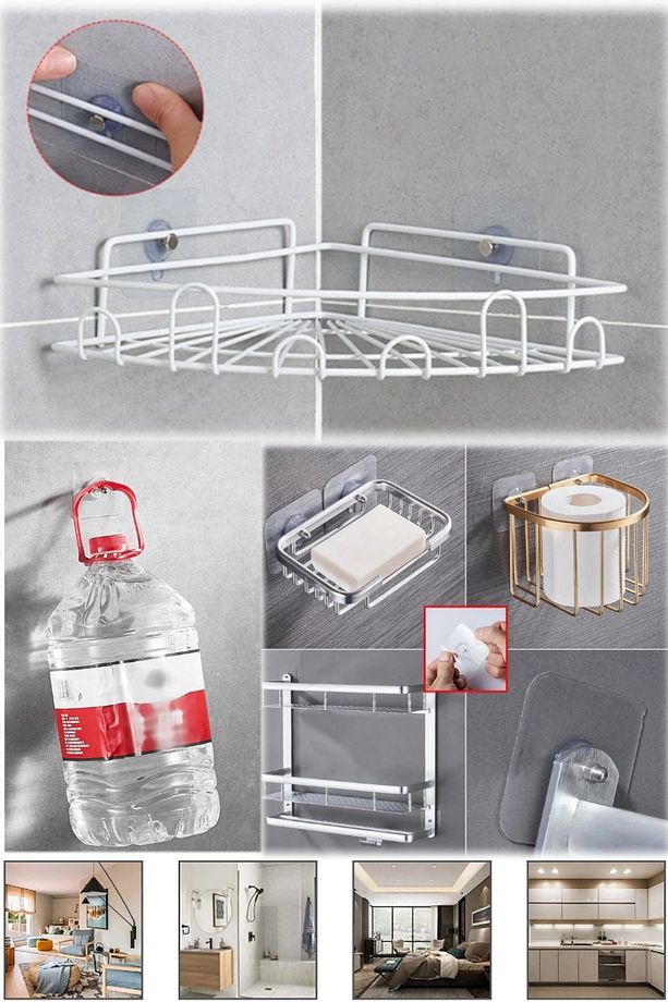 20 Adet Mutfak Banyo Vida Kanca Çıkartma Duvar Delmeden Yapışkanlı Çivi Vida As Duvar Tablo Çerçeve - 5