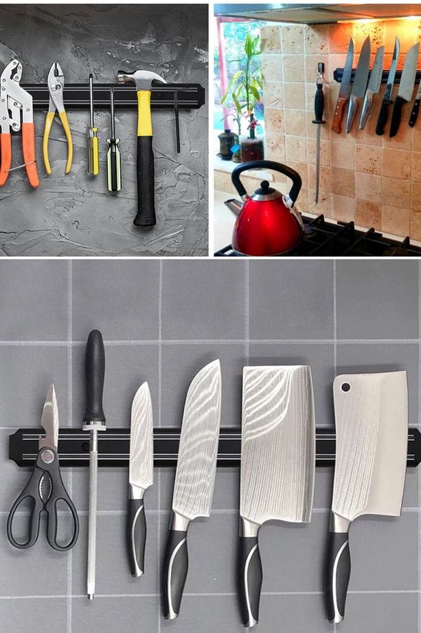 Mutfak Tezgah Duvar Için Uygun Ev Ve Işletmeler Için 33 Cm Bıçak Askısı Mıknatıslı Şeflere Özel Pro - 3
