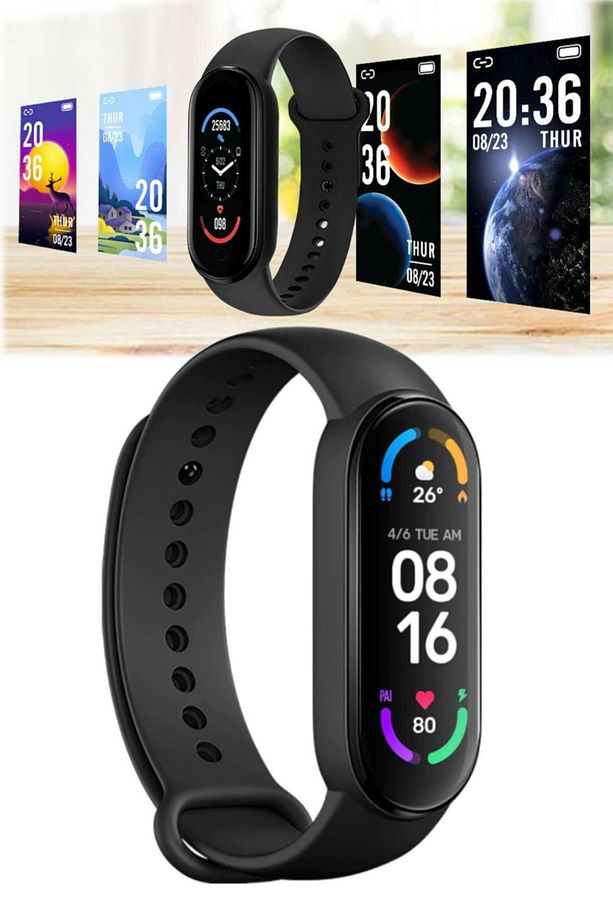 Ios & Android Uyumlu Bluetooth Pro Akıllı M6 Smart Bant Saat Bildirim Whatsapp Nabız Saat Waterproof - 6