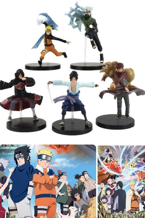 Masaüstü Figür Seti 5 Adet Şekil Modeli Japon Anime Uzumaki Naruto Hatake Kakashi Koleksiyon Set Şık - 3