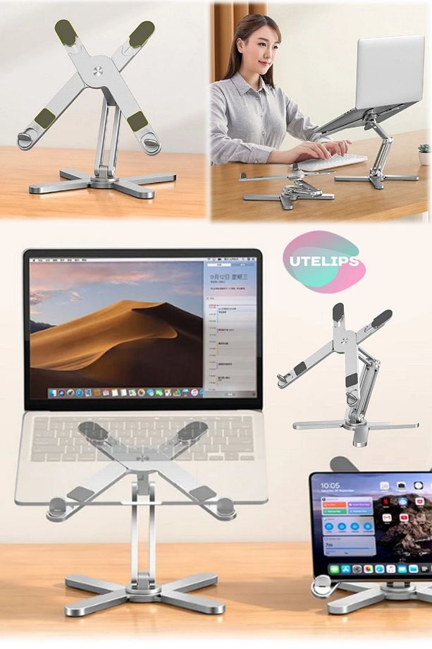X Şeklinde Stand 10 Kg Kadar Taşıyabilir X Leptop Standı 360 Derece Dönebilen Taban Katlanabilir - 6
