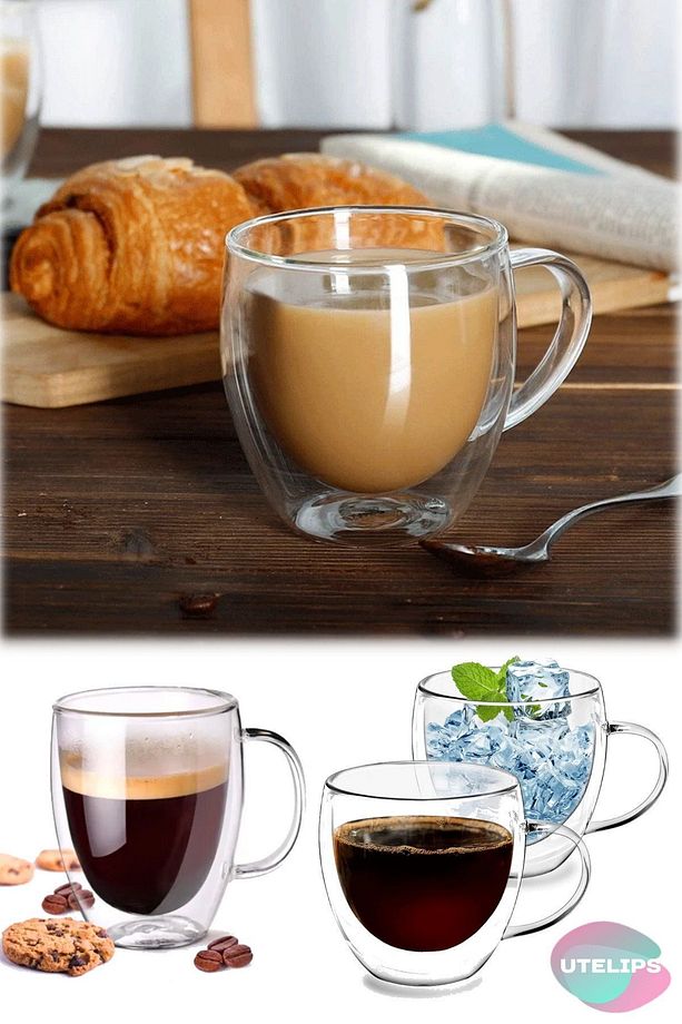 Kahve Çay Bardağı Kupa Çift Duvar Yalıtımlı Termal Şeffaf Sıcak İçecek Bardağı 85 Ml Fincan Şeffaf - 6