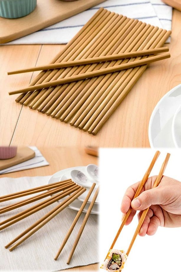 Profesyonel Chopsticks Çin Restorant Yemek Çubuğu Yıkanabilir Tekrar Kullanılabilir Ahşap 10 Çift - 5