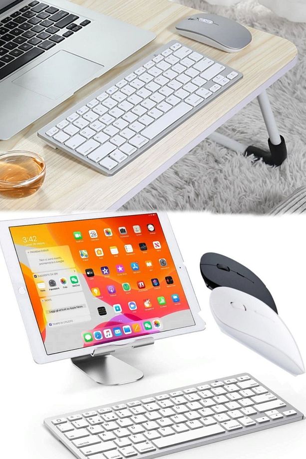 Kablosuz Mini Mac Klavye & Mause Seti Nazik Sessiz Tv Tablet Tüm Bilgisayar Ve Leptoplara Uyumlu - 1