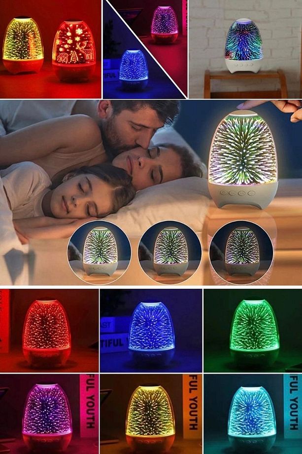 7 Renkli Dokumatik Speaker Gece Lambası Şarjlı Bluetooth Hoparlör Rengarenk Tatlı Gece Işığı Lambası - 2