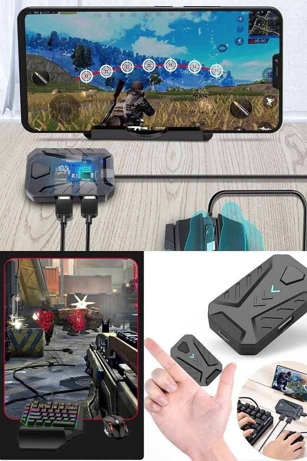 Telefona Klavye Ve Mause Bağlantı Dönüştürücü Aparat Tüm Telefonlara Uyumlu Gamepad 5 In 1 Converter - 6
