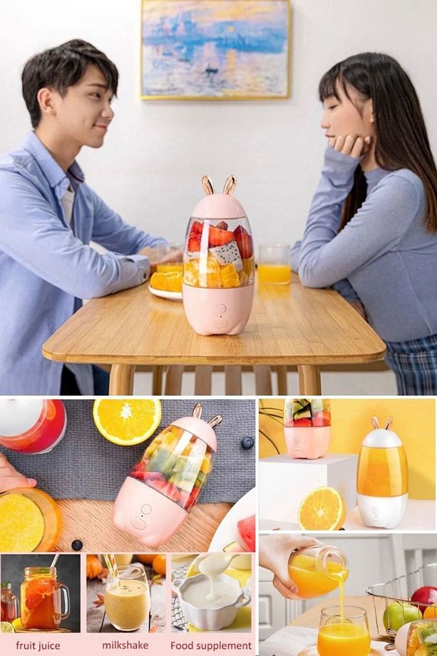 Tavşan Güzel Şarj Edilebilir Taşınabilir Meyve Ev Usb Bardak Meyve Sıkacağı Blender Mikser Bardak - 7