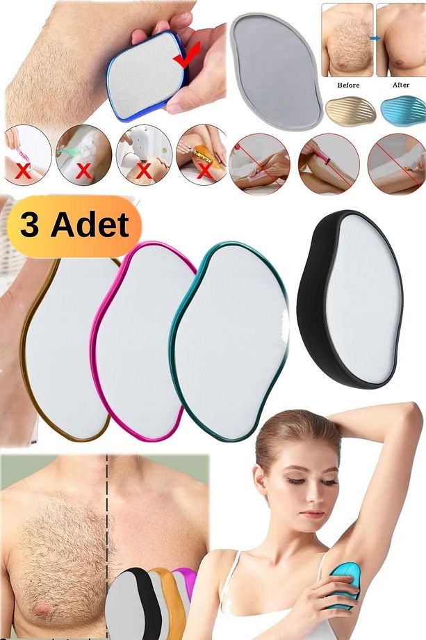 3 Adet Profesyonel Unisex Tüm Vücut Epilatör Kristal Nano Taş Vücut Bakım Epilatörü Ağrısız Acısız - 3