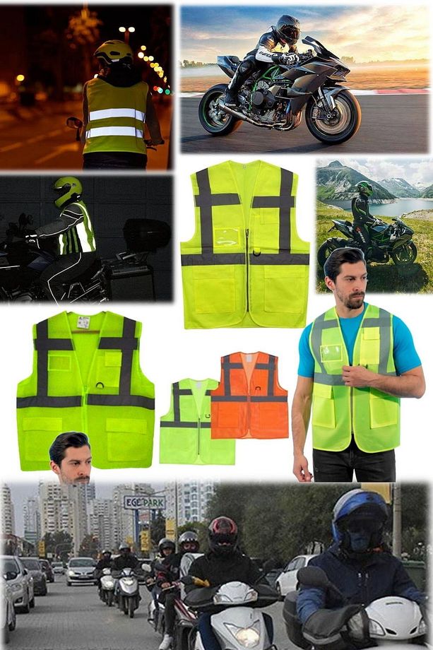 3 Adet Fosforlu Reflektörlü Mont Üstüne Giyilebilir Motorcu Yeleği Neon Sarı Yelek Müfredata Uygun - 7
