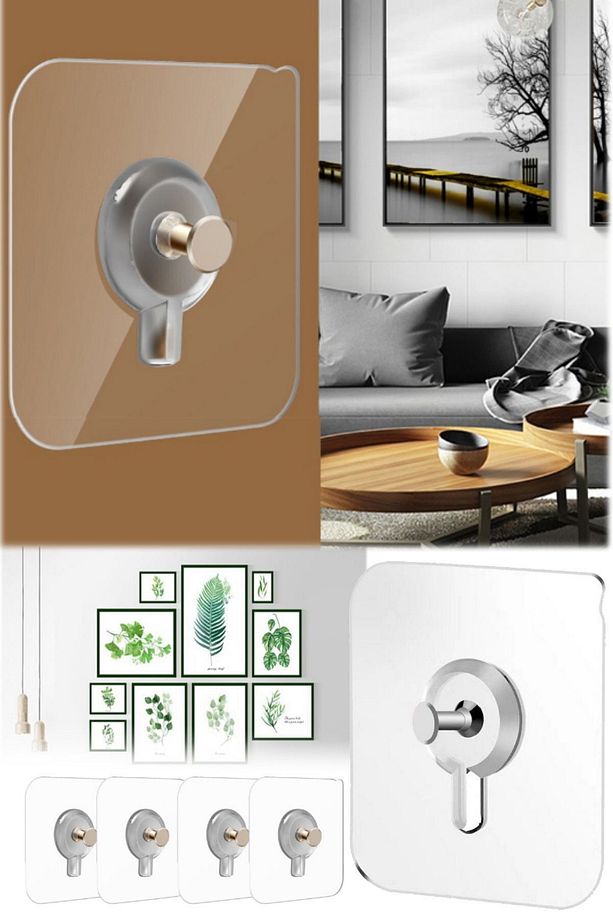 Mutfak Banyo Vida Kancası Çıkartma Duvar Delmeden Yapışkanlı Çivi Vida Askı Duvar Tablo Çerçeve Çivi - 1