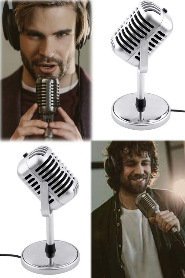 Vintage Tarzı Mikrofon Stüdyo Kablolu Klasik Retro Kondansatörlü Mikrofon Klasik Tasarım Mikrofon - 7