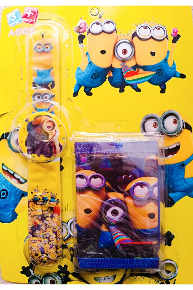 Minyonlar çocuk saati ve cüzdan set ikisi bir arada - 3