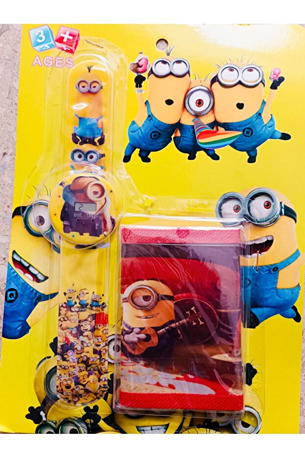 Minyonlar çocuk saati ve cüzdan set ikisi bir arada - 4
