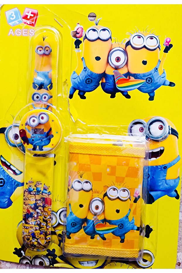 Minyonlar çocuk saati ve cüzdan set ikisi bir arada - 6