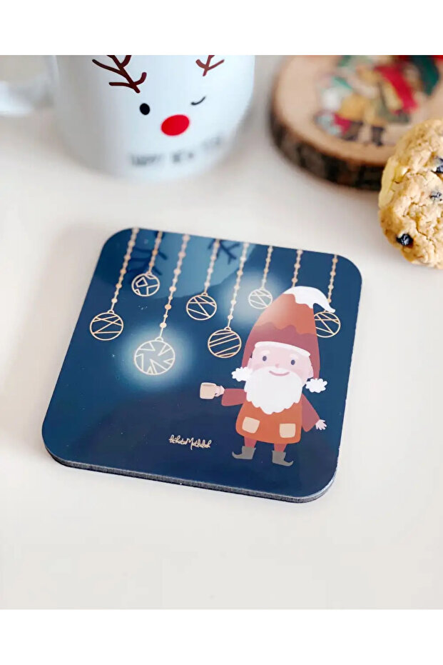 New Year's Dark Blue Lanterned Dwarf - New Year's Gift Coaster