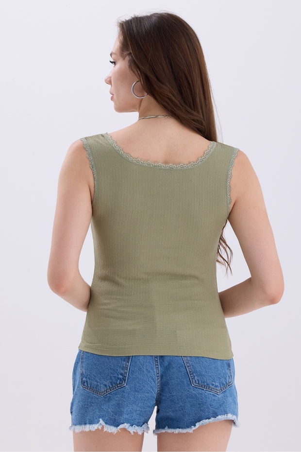 Kadın Dantel Detaylı Basic Atlet - 5