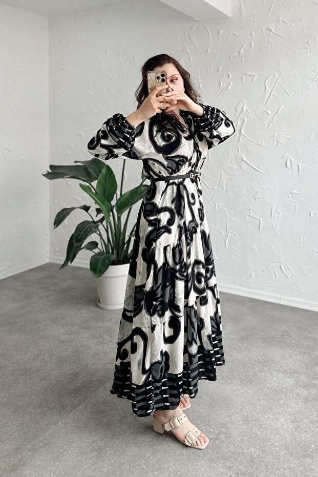 Aline Siyah Elbise - 5