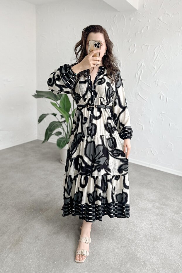 Aline Siyah Elbise - 6